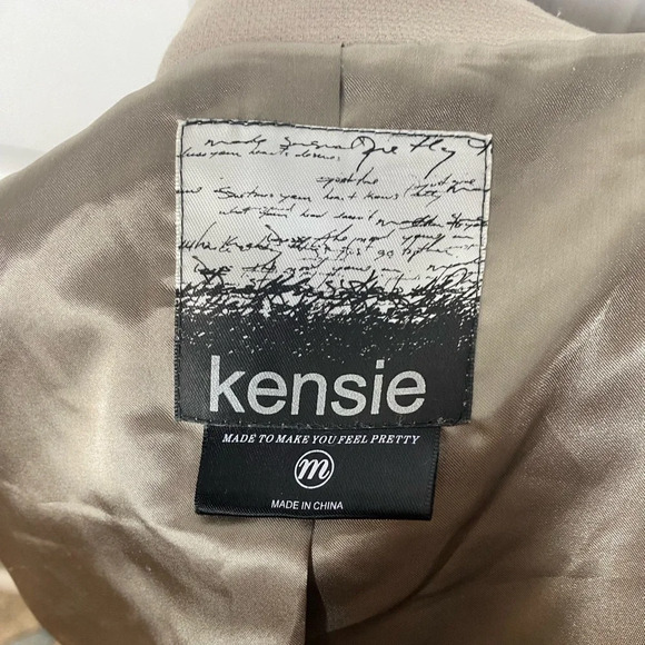 KENZIE Asymmetrical Zipper Button Detail Khaki Coat Size Medium - Picture 7 of 8